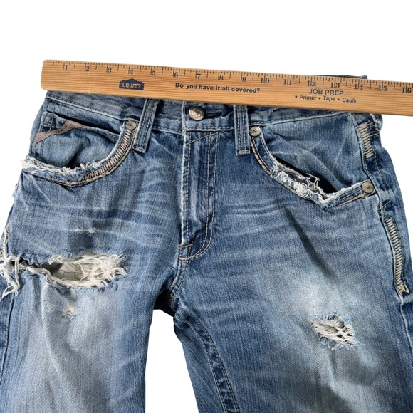 Ariat Mens Denim Jeans Medium Wash Distressed Relaxed Fit Size 29x33 - Picture 9 of 12